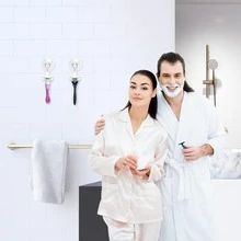 Rasierer-Halter mit Saugnapf, Dusch-Saugnapf-Rasierhaken für Ihn und Sie, abnehmbar und wiederverwendbar, klar, 2 Stücke - Transparent - Übersicht 3