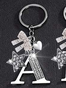 Diamond Personalized Minimalist A-Z Multifunctional Bag Charm, European And American New Arrival Creative Luggage Key Chain - Shiny 5-Star Diamond Pendant, Shiny Letter A-Z, Shiny Bow, Shiny Alloy Bag Charm - Perfect Gift For Birthday And Special Occasions, Earphone Charm - Multicolor - View 23