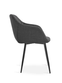 Goeurvant Contemporary Vertical-Stripe Upholstered Dining Chairs With Armrests & Metal Legs For Dining Room, Kitchen, Living Room - Set Of 2 / Set Of 4 / Set Of 6 - Black Grey - 黑灰色 - 查看 7