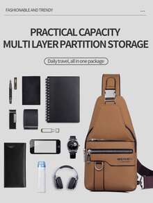 WEIXIER Unisex Sports Sling Bag, Adjustable Detachable Strap, Multi-Compartment Multi-Pocket, Multifunctional Adjustable Detachable Strap, Casual Commuter Bag, Retro Minimalist Business Style Bag, Suitable For Work, School, Travel, Commuting, Shopping, Gift For Girlfriend, Family, Friends Pouch Vintage