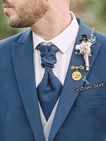 Customized Bowknot Engraved Brooch, Wedding Engagement Brooch, Personalized Groomsman Brooch, Anniversary Gift, Bouquet Decor, Wedding/Anniversary/Party Gift, Bridesmaid Groomsman Gift, Unique Sentiment
