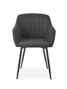 Goeurvant Contemporary Vertical-Stripe Upholstered Dining Chairs With Armrests & Metal Legs For Dining Room, Kitchen, Living Room - Set Of 2 / Set Of 4 / Set Of 6 - Black Grey - 黑灰色 - 查看 6