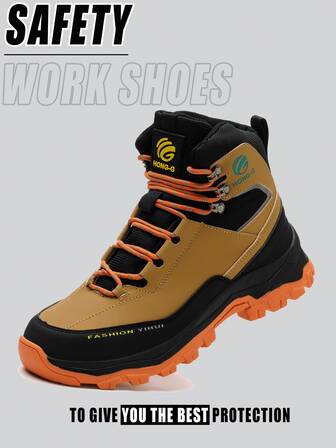 男式钢头鞋防水柔软耐用女式工作靴坚不可摧舒适橡胶底安全鞋防滑工作鞋建筑工地、园艺、仓库、日常维修工作训练鞋安全训练鞋工作运动鞋防砸耐冲击建筑工地锻造车间工作鞋适用于户外探险和徒步旅行，钢头户外工作靴，足部保护女式登山鞋