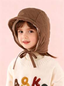 1 Stück Kinder Outdoor Kurze Krempe Hut zum Warmhalten in Herbst und Winter, einfacher Diamant Ohrenschutz Hut für Jungen und Mädchen.