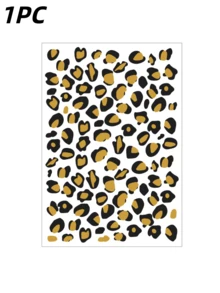 1PC Leopard Print And Golden Temporary Tattoos - Retro Style, Sexy Party & Stage Makeup, DIY Face Stickers For Men And Women, DIY Tattoo StickersDramatic Leopard SpotsTemporary Face Stickers - متعدد الألوان - مشاهدة 5