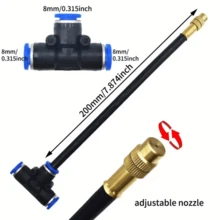 Kit De Sistema De Nebulização 5M Spray De Jardim Para Irrigação Automática Ajustável - Preto - Visão 8