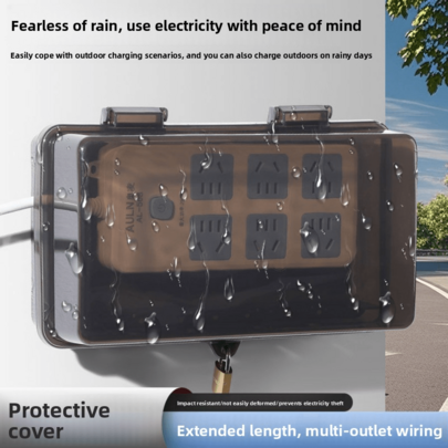 1pc Waterproof Junction Box, Power Strip Rain Cover, Electrical Appliance Storage Box, Outdoor Waterproof Outlet Box, Electric Vehicle Charging Power Strip Protective Cover, Especially Suitable For Outdoor Rainy Day Power Strip Protection