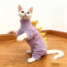 Dinosaur Element Pet , Cute And Cozy Pet Outfit For Cats, Warm And Adorable Pet Clothing With Dinosaur Design, Soft Material To Create A "Little Dinosaur" Fashionable And Eye-Catching Pet Accessory For Autumn/Winter - Purple - View 9