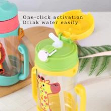 1 bình nước có ống hút hình hoạt hình 400ml/13oz, cốc có hai tay cầm và ống hút, khóa an toàn, dây đeo tiện lợi, thích hợp sử dụng hàng ngày. - Nhiều màu - Xem 2