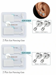 2PCS-10PCS Ear Piercing Kit Disposable Self Piercing Gun With 2mm Silver Earring Studs Home Use Ear Piercing Tool - White - View 26