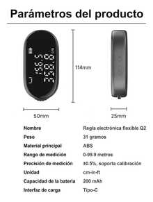 Regla Y Cinta Métrica Digital Electrónica Con Pantalla Lcd - Negro - Ver 10