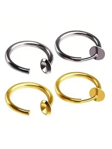 2 件女士无穿孔唇环、鼻环、朋克/摇滚不锈钢时尚身体首饰 - 假唇環 - 查看 10