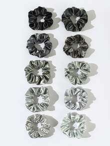 10 件装缎面发圈，适合女孩日常发型休闲发带 - 彩色 - 查看 5