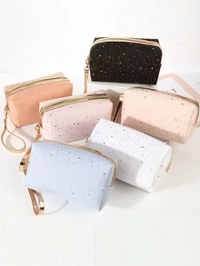 Customized Name Makeup Bag, Personalized Storage Bag, Jewelry Bag, Jewelry Bag, Personalized Embroidered Star Pattern Star Bag, Embroidered Makeup Bag, Essential Travel Bag, Customized Name Cosmetic Bag, Fluffy Embroidered Zipper Travel Bag, Cute Wallet, Toiletry Bag, Customized Makeup Bag