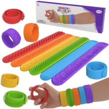 Conjunto de 6 Pulseiras Anti-Stress de Silicone Texturizadas para Crianças, Adolescentes e Adultos - Lembrancinhas de Festa, Recompensas Escolares, Presentes e Decoração, Acessórios Divertidos, Material Durável, Estimulação Sensorial, Ideal para Trabalhadores de Escritório - Multicolorido - Ver 1