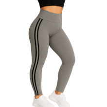 Premium Leggings With Side Stripes - Xám và Đen - Xem 2