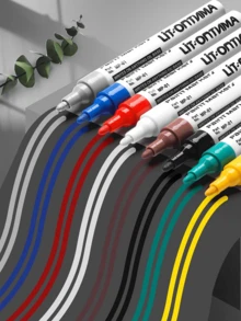 Paint Marker Pens Waterproof Oil-Resistant | Quick-Drying Fade-Proof Touch-Up Pens For Car Tire DIY, Gold Detailing & Color Restoration - Black/White/Gold/Red