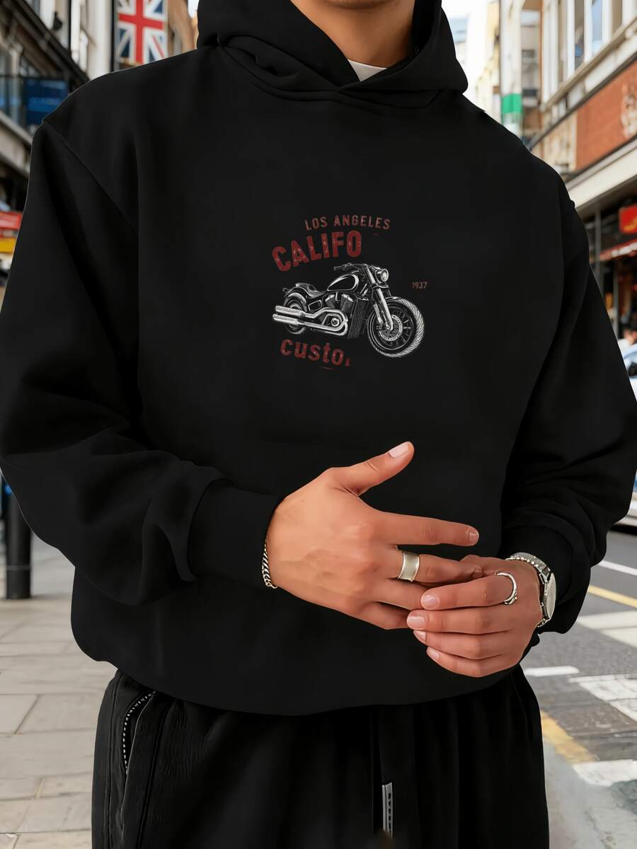 Sudadera con Capucha para Hombre, Sudadera de Tela Suave, Cómoda de Usar, Ajustada a la Piel, También Se Puede Usar para Dormir - Negro - Ver 1