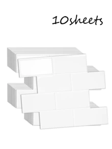 Kitchen Backsplash 3D Glossy Subway Peel And Stick Wall Tile Sticker Wallpaper Gifts Birthday Graduation Room Decor Home Decor Wall Decor Bathroom Decor Bedroom Decor Room Decoration Stuff Living Room Decor House Decor Home Decor Living Room Wall Paper Stickers Wall Stickers Wall Sticker - White - View 10