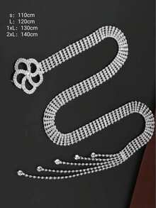 Große Größen Neuer mehrschichtiger Blumen-Strass-Quasten Minimalistische Taillengürtel/Kette, vielseitiges Kleid Accessoire