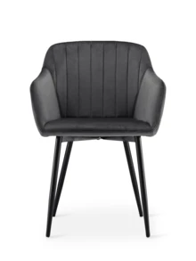 Goeurvant Contemporary Vertical-Stripe Upholstered Dining Chairs With Armrests & Metal Legs For Dining Room, Kitchen, Living Room - Set Of 2 / Set Of 4 / Set Of 6 - Dark Grey - 深灰色 - 查看 6