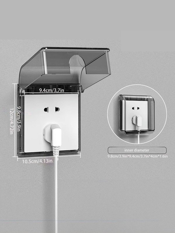 1pc Adhesive Bathroom Switch Socket Waterproof Box, Universal For Bathroom, Kitchen, Bedroom, Splash-Proof Protector Cover