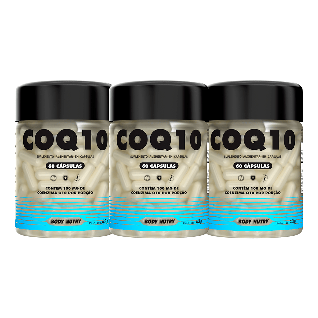 BODY NUTRY SUPLEMENTOS Kit 3x Coenzima Q10 Body Nutry 60 Cápsulas – 100mg por Porção
