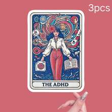 ADHD Awareness Reflective Vinyl Sticker - Durable, Suitable For Laptops, Water Bottles And Cars, Self-Adhesive, Asymmetrical Shape, Disposable, Car Decor | Prominent Slogan Sticker | Matte Surface School Supplies - Multicolor 1 - View 11