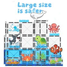 28/50pcs Children's Magnetic Building Blocks Toy, Ocean Animal Scene, Learning Space And Shape Toy, Creative Game Enhances Learning And Imagination, Parent-Child Interaction, Suitable For Boys And Girls Learning Birthday Christmas Halloween Gift - Multicolor - View 4