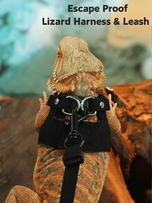 3 Sizes Bearded Dragon Harness Leash Set Adjustable Soft Leather Small Animal Vest For Reptiles, Squirrels, Rats | Easy-On-Off Design Soft Leather Reptile Walking Vest With Traction Rope For Outdoor Training, Ideal For Lizards, Ferrets, Squirrels And Pet Rats Bearded Dragon Training & Walking Essentials Escape-Proof Bearded Dragon Harness