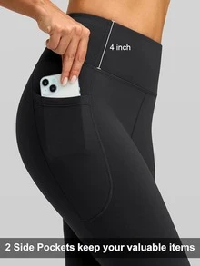 Women's Fleece-Lined Flare Yoga Pants – High Waist, Thermal Thick Leggings For Winter, Slim Fit Lifting Gym Pants - 黑色 - 查看 4