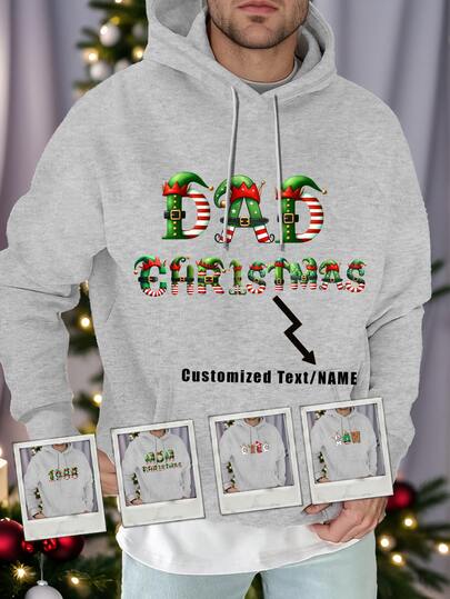 Customized Christmas Men Family Name/Alphabet Hoodie, Add Text/Name/Letters/Numbers, Merry Christmas Font T-Shirts, New Year Graphics| Party Costumes | Birthday Gifts | Christmas Costumes, For Couples, Families, Pets ,Gifts For Parents And Friends, Party, Christmas Hoodie