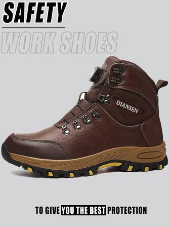 1 par de botas de seguridad con suela de goma y microfibra para hombres, botas antideslizantes de trabajo, botas de button marrón giratorias para mujeres, entrenamiento, deporte, zapatos de hombre, botas indestructibles, desage, trabajo al aire libre