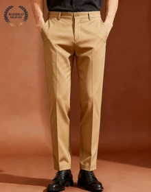 Men's Straight-Leg Dress Pants - 卡其色 - 查看 1