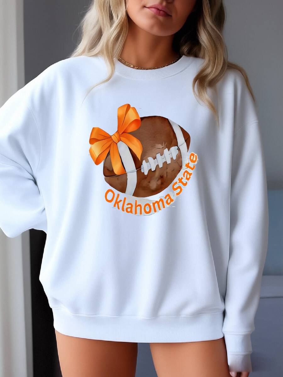 Oklahoma State Cowboys Football Bow Sweatshirt: Unisex Osu Shirt Sweatshirt - trắng - Xem 1
