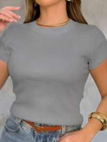 Basic Blouse - رمادي - مشاهدة 2