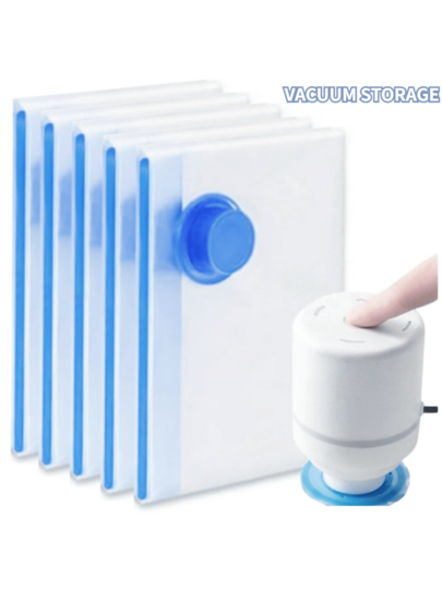 1set, Ultra Large Stofzuiger Transparent High Quality Compressed Storage Bag, Electric Pump, Storage,, Portable Bags Such As Travel Essentials, Clothes, Bedding, Blankets, Etc. Pump Compression Bag Set.