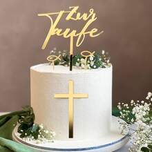 3 chiếc Đầu bánh hình chữ thập Gương rửa tội Đầu bánh Acrylic Trang trí bánh lễ Rước lễ lần đầu Đầu bánh Cupcake trang trí tiệc mừng em bé Trang trí bánh sinh nhật Vật dụng trang trí bánh DIY Vật dụng cho tiệc Thiên chúa giáo - Vàng - Xem 8