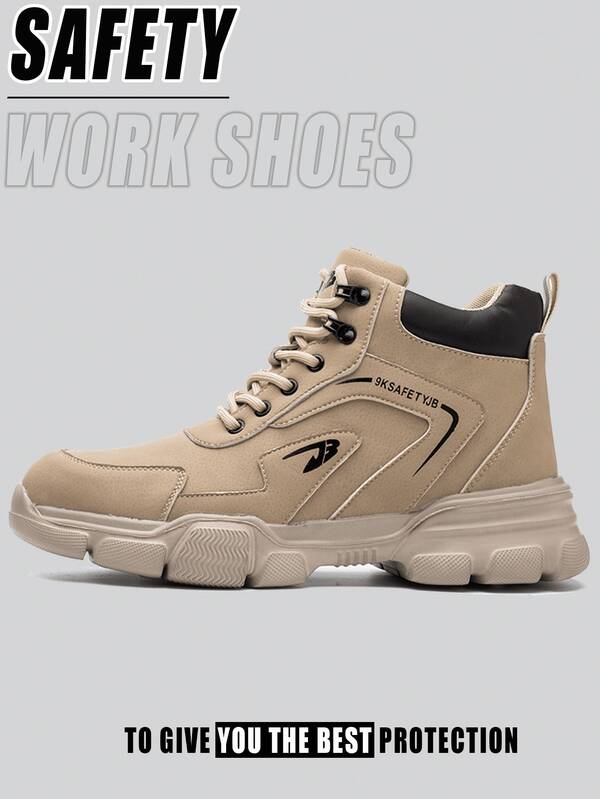 Botas de trabajo con puntera de acero ligeras para hombres, botas de senderismo con suela antideslizante de EVA, botas de de cuero duradero de caña alta, adecuadas para mujeres, trabajadores de la construcción, trabajadores de almacén, jardineros, trabajadores al aire como regalo. Botas de trabajo y entrenamiento diario para hombres, botas con puntera de acero para trabajos de forja al aire libre, zapatos de senderismo, trekking y escalada al aire libre.