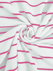 女士休闲黑白条纹长袖卫衣，舒适简约风格，秋粉春装 - 粉色 - 查看 5