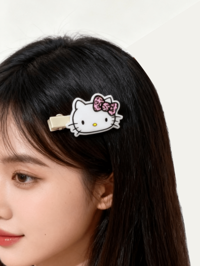 Hello Kitty Leopard Print Hair Clips - Women's Cute Barrettes, Fashionable Hair Accessories, Leopard Bow Design, Daily Use, Special Occasions, Playful Stylish For Girls, Teenagers, Party Event Hair Clips, Cute Hello Kitty Fans Gift, Leopard Pattern Stylish Hair Clips