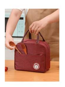 Portable Thermal Insulated Cooler Bag With Cartoon Pattern - Burgundy - View 4