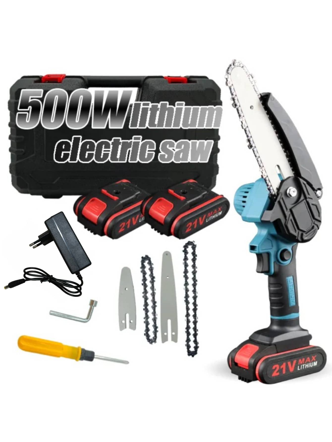 Wireless Mini Chainsaw, Equipped With Lithium-Ion Battery And Charging Cable - A Lightweight Handheld Chainsaw With A Safety Lock, Ergonomic Handle And Sharp Chain System, Suitable For Tree Trimming, Yards, Gardens, Branches - The Ideal Choice For Home And Garden - Compact Design, With Safety Certification