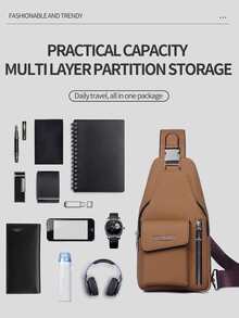 WEIXIER Unisex Sports Sling Bag, Adjustable Detachable Strap, Multi-Compartment Multi-Pocket, Multifunctional Adjustable Detachable Strap, Casual Commuter Bag, Retro Minimalist Business Style, Suitable For Work, School, Travel, Shopping, Gift For Girlfriend, Family, Friends Pouch