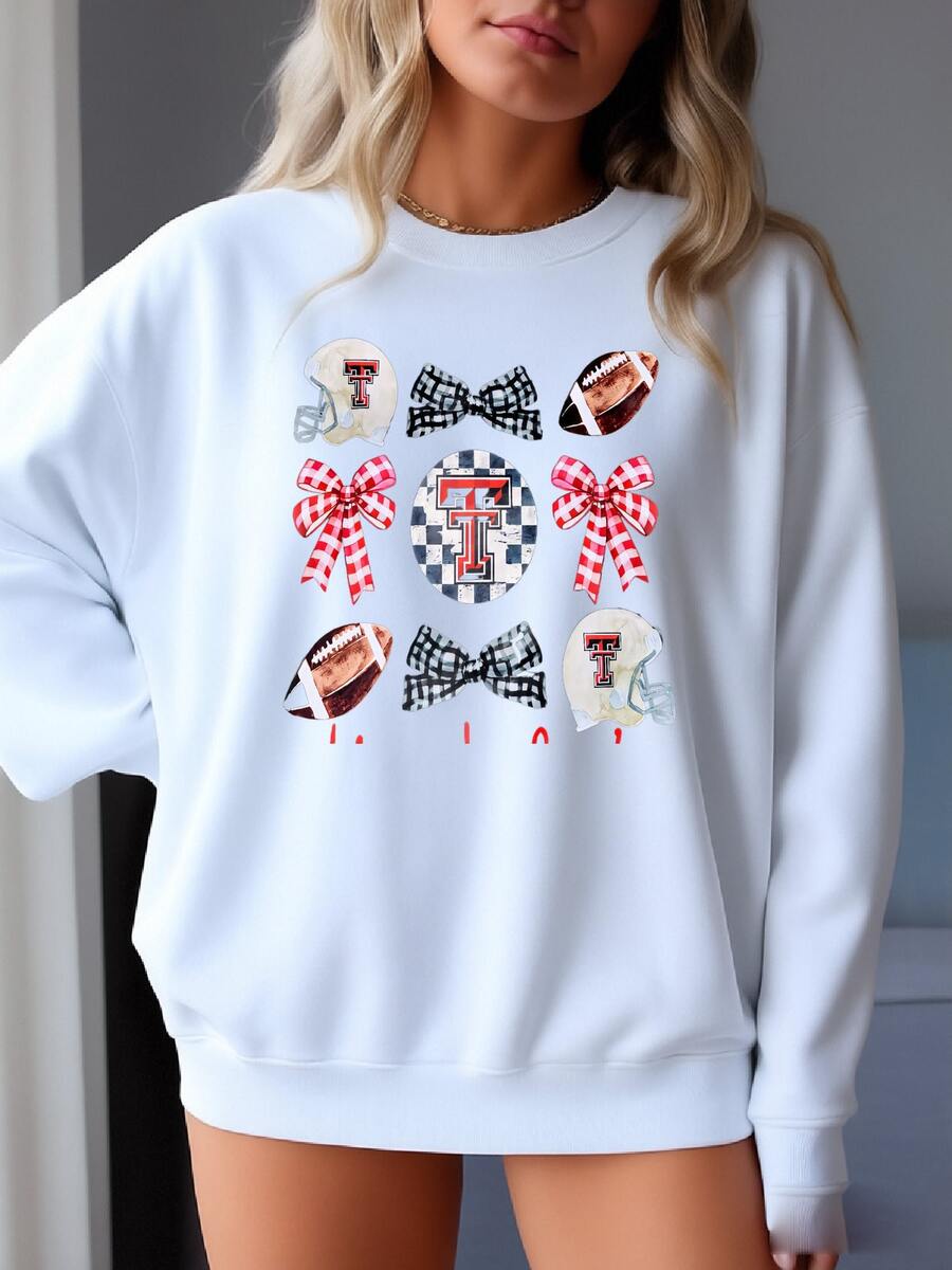 Texas Tech Sweatshirt: Game Day Unisex Tee Sweatshirt - White - View 1