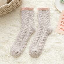 1Pairs Fuzzy Fleece Lined Soft Cozy Plush Slipper Socks, Warm Winter Socks, Christmas Stocking Stuffers Gifts For Women, Autumn - 粉色 - 查看 6