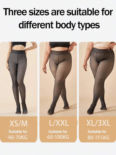 1pc Plus Size Thick Thermal Lined Tights, Women's High Stretch Opaque Leggings, Suitable For 0-10°C, Fashionable & Sexy Wear For Halloween, Christmas