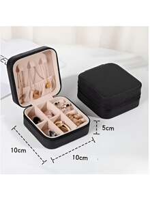 Mini Estojo Porta Organizador de Joia Brincos Anéis d Bolsa para Viagem Bijuterias Organizador Colar Armazenamento Caixa - Aleatória - Visão 5