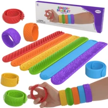 Conjunto de 6 Pulseiras Anti-Stress de Silicone Texturizadas para Crianças, Adolescentes e Adultos - Lembrancinhas de Festa, Recompensas Escolares, Presentes e Decoração, Acessórios Divertidos, Material Durável, Estimulação Sensorial, Ideal para Trabalhadores de Escritório - Multicolorido - Ver 2
