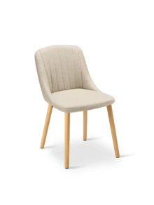 Modern Minimalist Vertical-Stripe Upholstered Dining Chairs With Ergonomic Back & Solid Wood Legs For Living Room, Kitchen, Bedroom - Set Of 2 / Set Of 4 / Set Of 6 - Beige - Màu be - Xem 4
